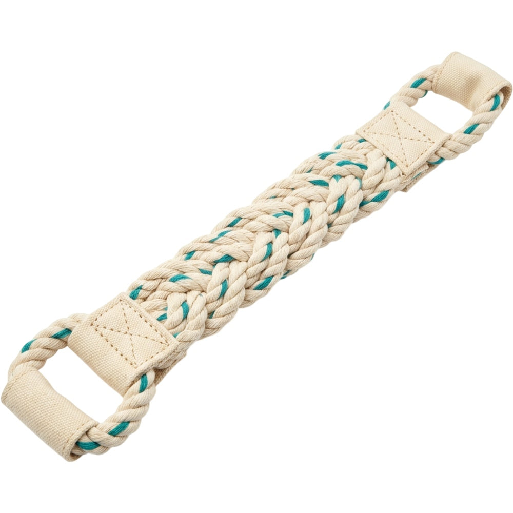 Gridn Braided Rope Tug Toy 42 cm Natural and Teal - Product view