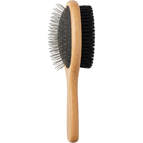 Gridn Dual-Sided Pet Grooming Brush 22 cm Beech and Charcoal - Product view