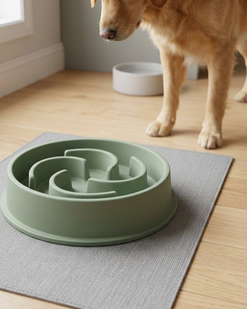 Gridn Silicone Slow Feeder Bowl 18 cm Sage - Lifestyle view